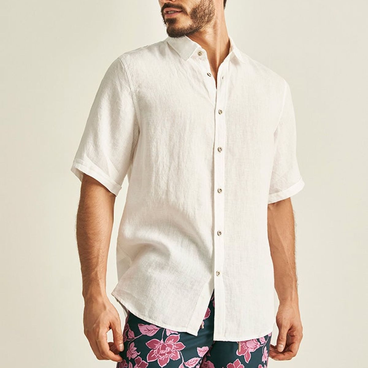 ILOT - CAMISA EN LINO MANGA CORTA SILUETA CLÁSICA SH86041S PARA HOMBRE