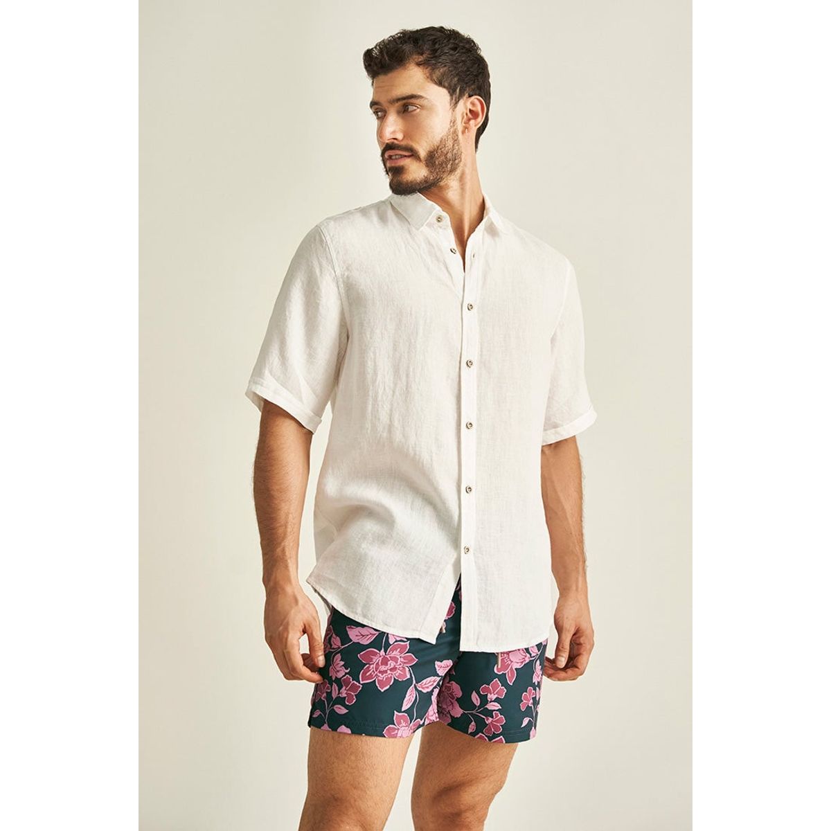ILOT - CAMISA EN LINO MANGA CORTA SILUETA CLÁSICA SH86041S PARA HOMBRE