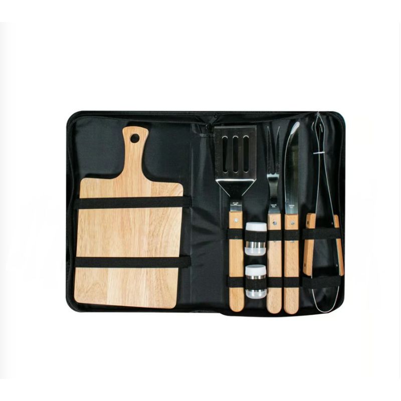 GENERICO - Set Asado 7 Piezas Parrillero Cuchillo Tabla Espatula