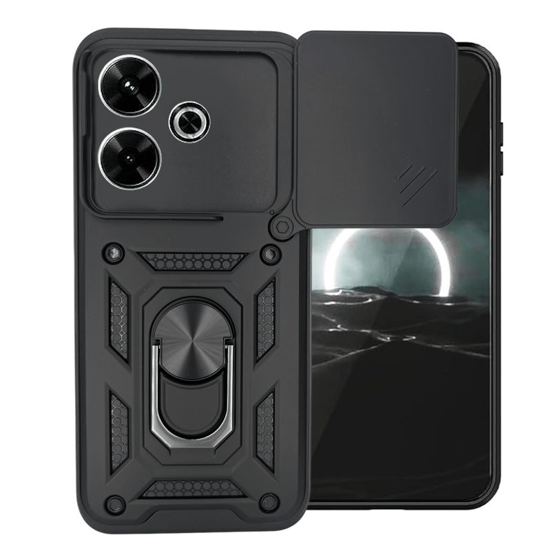 GENERICO - Funda Case Protector Cámara Slider Compatible Xiaomi Redmi 13 4G Negro