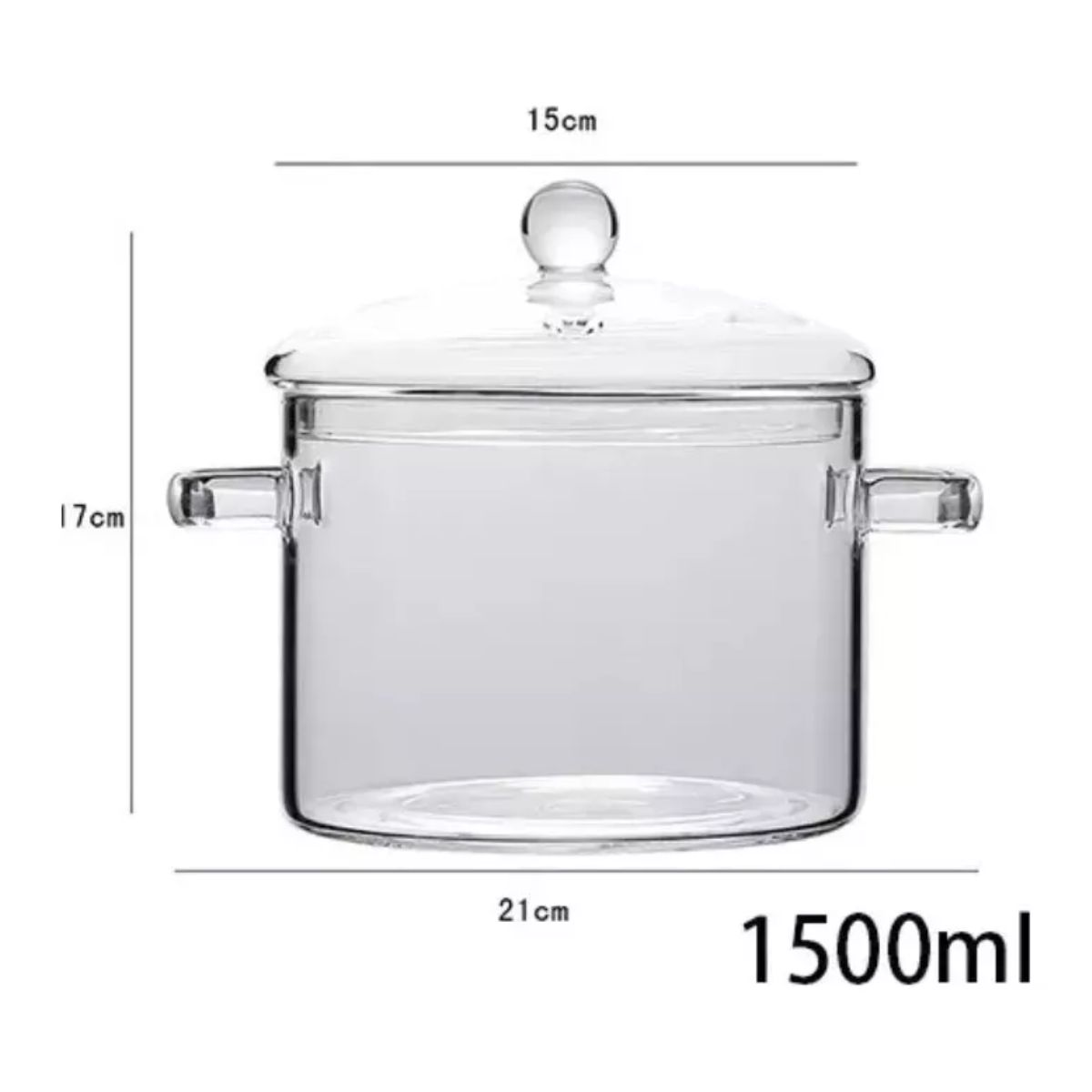 AFM - Olla Cacerola Transparente De Vidrio Templado Cocina Tapa