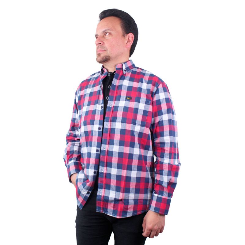 LEC LEE - Camisa a cuadros para hombre Lec Lee - Azul