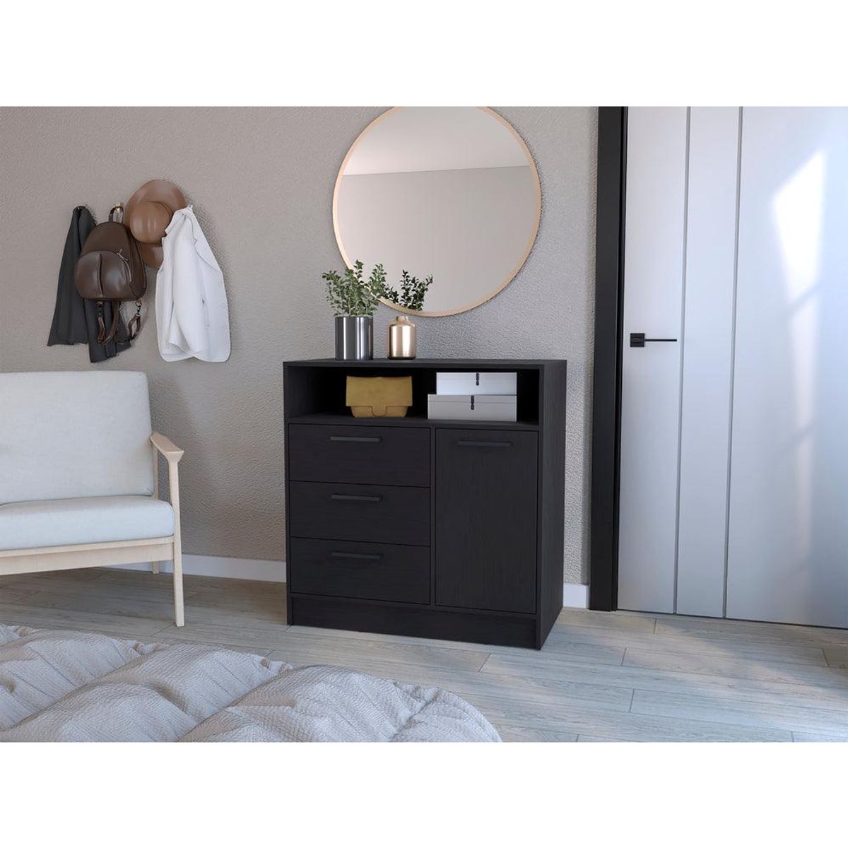 RTA DESIGN - Organizador Omex Wengue con Tres Cajones y Una Puerta Abatible ZF