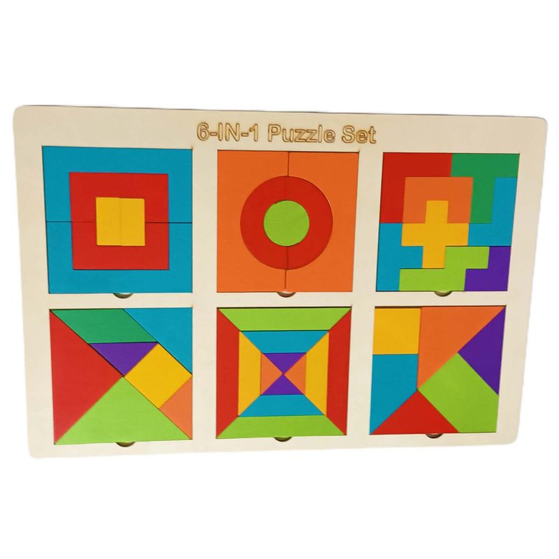 GENERICO - Set Puzzle 6 En 1 Tangram Figuras Geométricas Con Manual