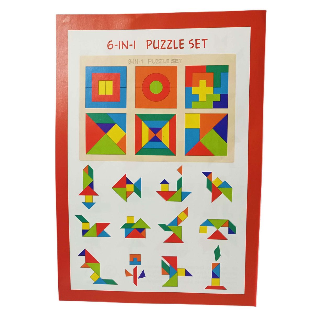 GENERICO - Set Puzzle 6 En 1 Tangram Figuras Geométricas Con Manual