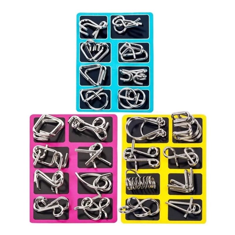 GENERICO - Rompecabezas Metal Juego Puzzle Set 24 Piezas Acertijos