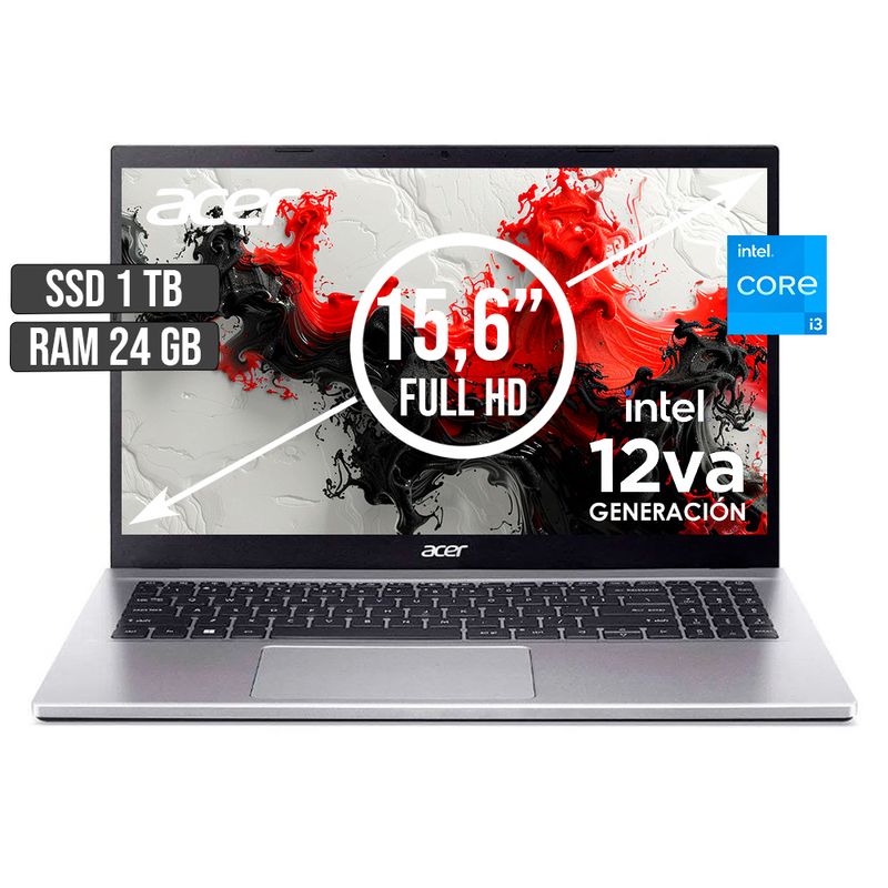 ACER - PORTATIL ACER INTEL CORE I3-1215U SSD 1TB RAM 24GB LED 15,6 FULL HD