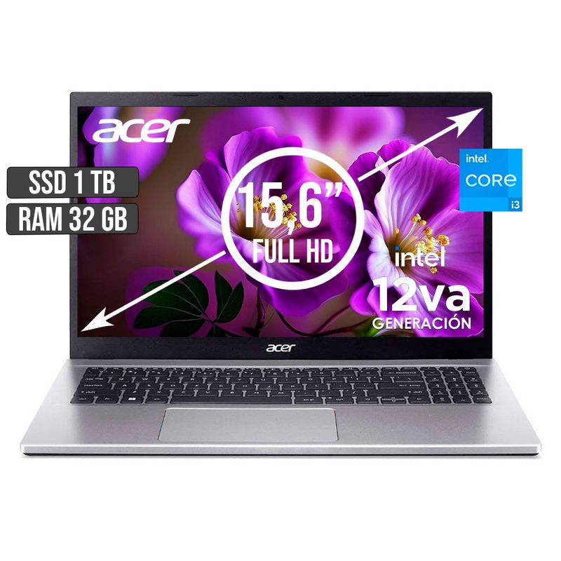 ACER - PORTATIL ACER INTEL CORE I3-1215U SSD 1TB RAM 32GB LED 15,6 FULL HD