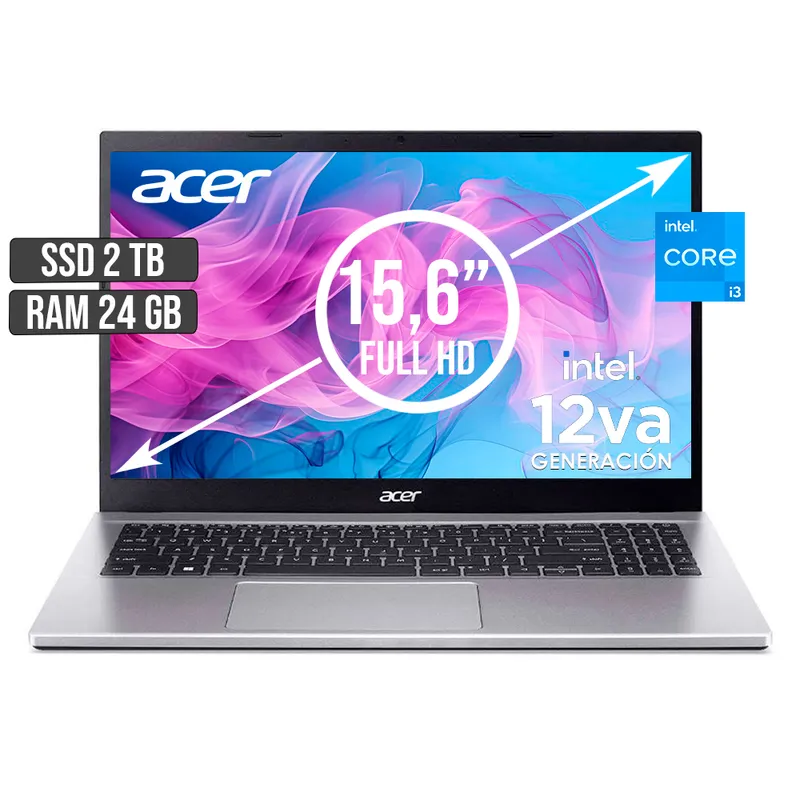 ACER - PORTATIL ACER INTEL CORE I3-1215U SSD 2TB RAM 24GB LED 15,6 FULL HD
