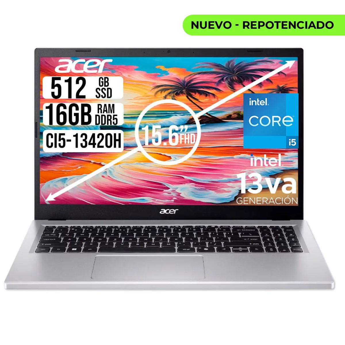 ACER - PORTATIL ACER ASPIRE INTEL CORE I5-13420H SSD 512GB RAM 16GB LED 15,6 FULL HD