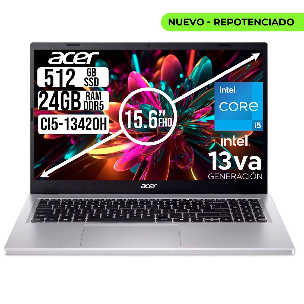 ACER - PORTATIL ACER ASPIRE INTEL CORE I5-13420h SSD 512GB RAM 24GB LED 15,6 FULL HD