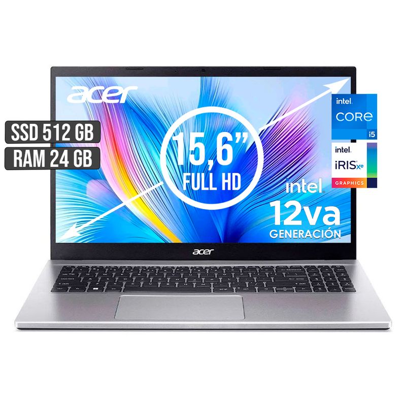 ACER - PORTATIL ACER ASPIRE INTEL CORE I5-1235U SSD 512GB RAM 24GB LED 15,6 FULL HD