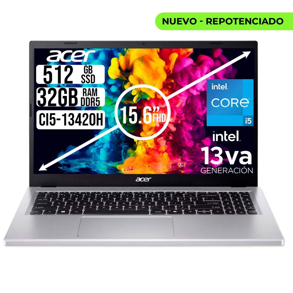 ACER - PORTATIL ACER ASPIRE INTEL CORE I5-13420H SSD 512GB RAM 32GB LED 15,6 FULL HD