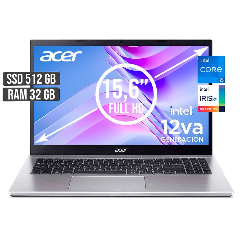 ACER - PORTATIL ACER ASPIRE INTEL CORE I5-1235U SSD 512GB RAM 32GB LED 15,6 FULL HD