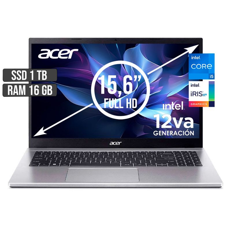 ACER - PORTATIL ACER ASPIRE INTEL CORE I5-1235U SSD 1TB RAM 16GB LED 15,6 FULL HD