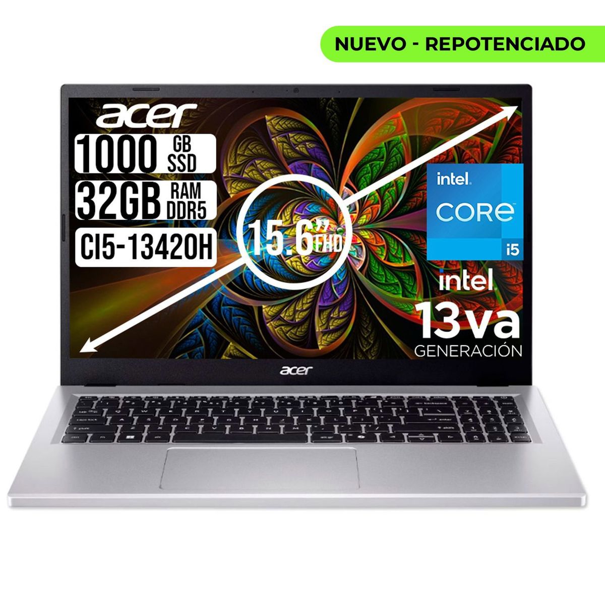 ACER - PORTATIL ACER ASPIRE INTEL CORE I5-13420H SSD 1TB RAM 32GB LED 15,6 FULL HD