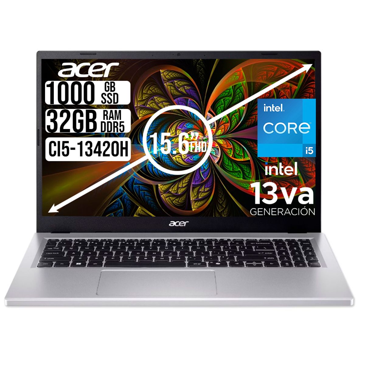 ACER - PORTATIL ACER ASPIRE INTEL CORE I5-13420H SSD 1TB RAM 32GB LED 15,6 FULL HD
