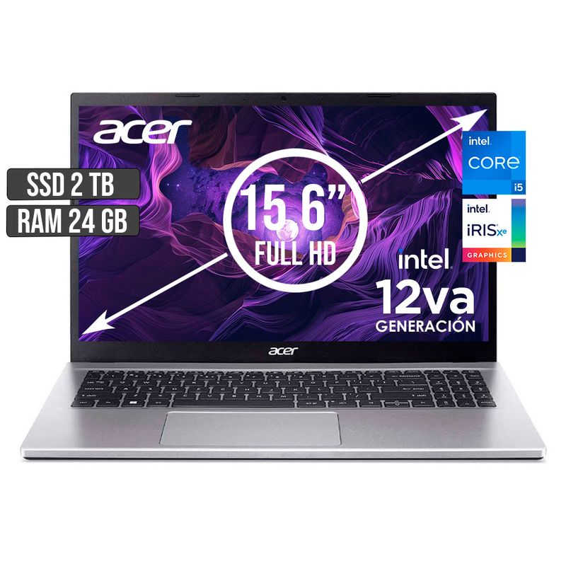 ACER - PORTATIL ACER ASPIRE INTEL CORE I5-1235U SSD 2TB RAM 24GB LED 15,6 FULL HD