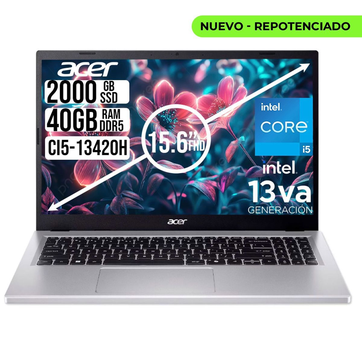 ACER - PORTATIL ACER ASPIRE INTEL CORE I5-13420H SSD 2TB RAM 40GB LED 15,6 FULL HD