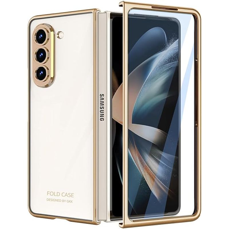 GENERICO - Estuche Phonton+Glass Para Samsung  Z Fold 6 Transparente Dorado