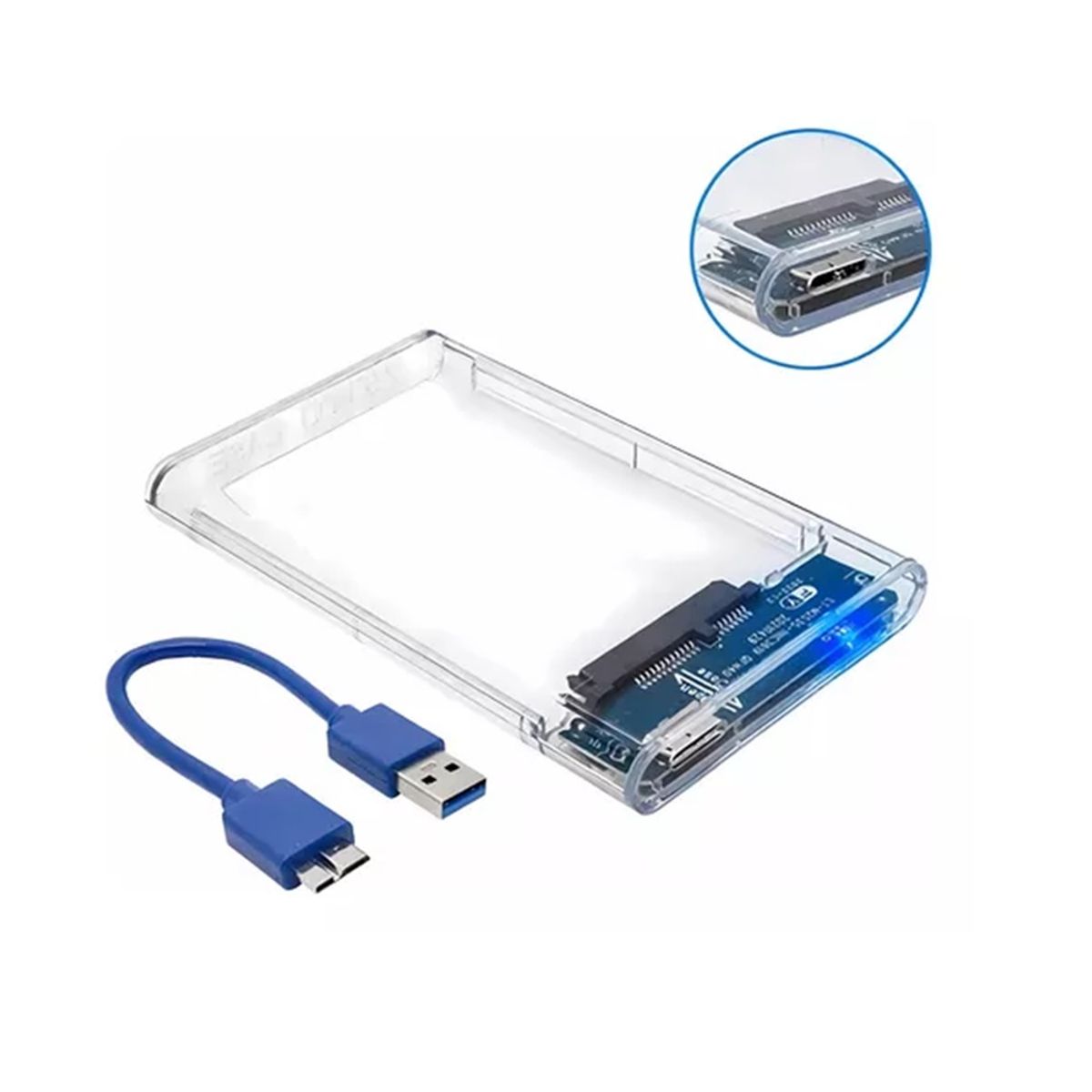 GENERICO - Caja Case para Disco Duro Externo 3.0 Transparente Usb