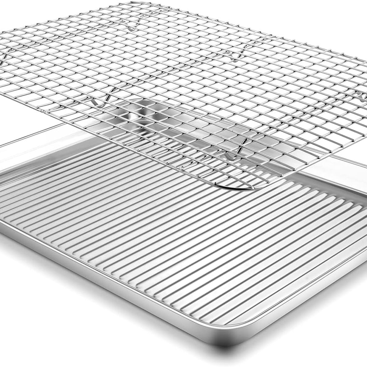 GENERICO - Rejilla para Enfriar Con Bandeja Horno Acero Inoxidable 41 x 30 cm