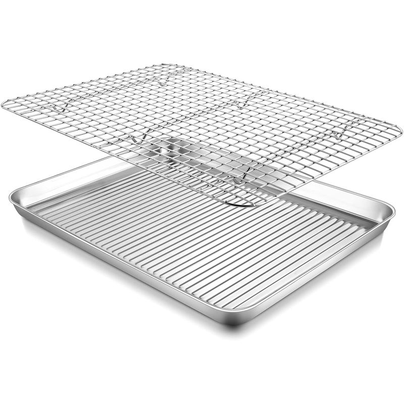 GENERICO - Rejilla para Enfriar Con Bandeja Horno Acero Inoxidable 41 x 30 cm