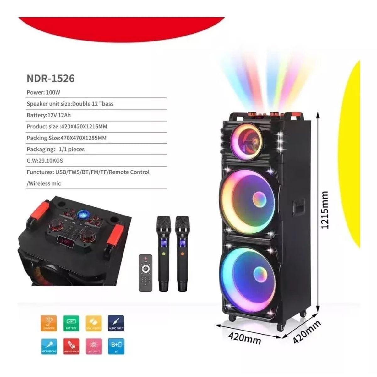 GENERICO - Cabina de Sonido Parlante Bluetooth 15