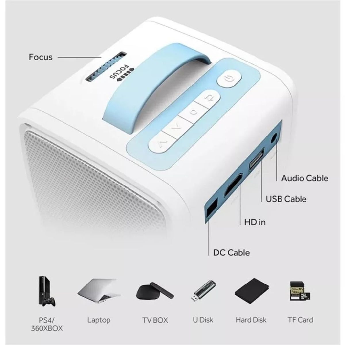 GENERICO - Mini Proyector Q2 Video Beam Niños Portatil