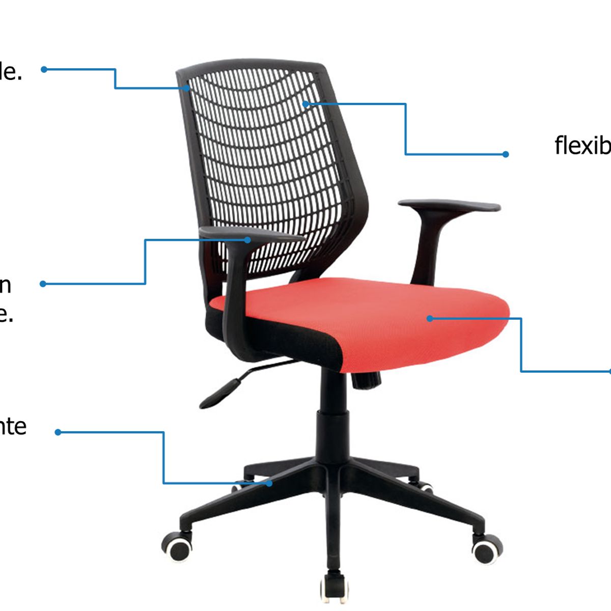 GENERICO - Silla Ejecutiva Lacio Roja Brazo Fijo Espalda Flexible - Mobili shop