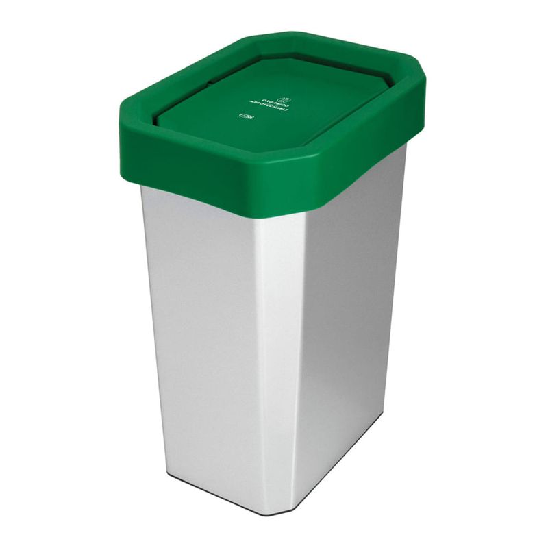 ESTRA - Caneca-Papelera Estrabins vaivén 53L IML Metalizado - Verde Organico Aprovechable