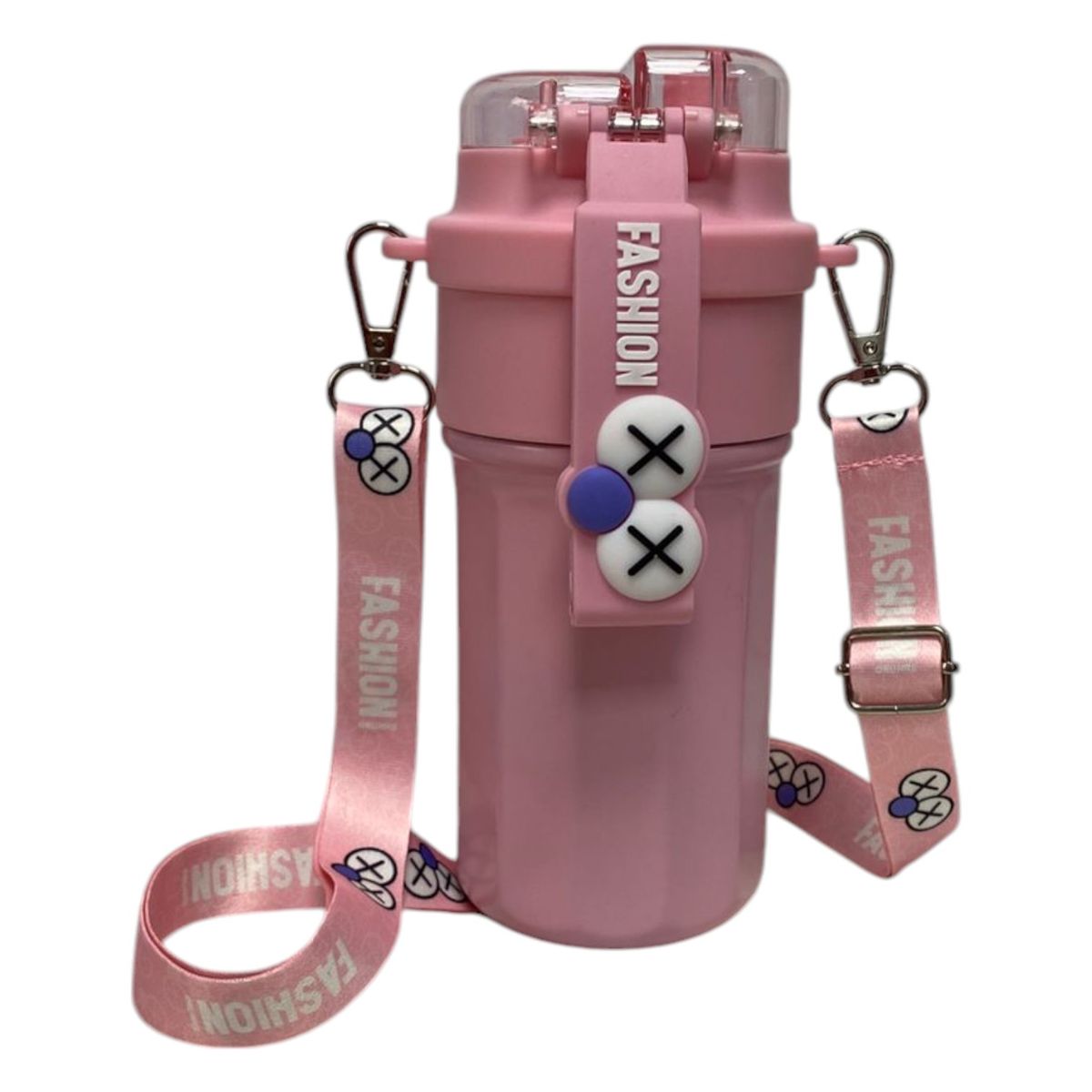 GENERICO - Termo Botella Fashion Rosa Termica Con Pitillo Recubierta De Acero