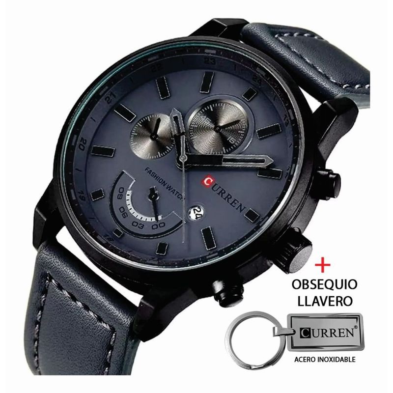 CURREN - Reloj Hombre Curren 8217 Cuero Mas obsequio Llavero