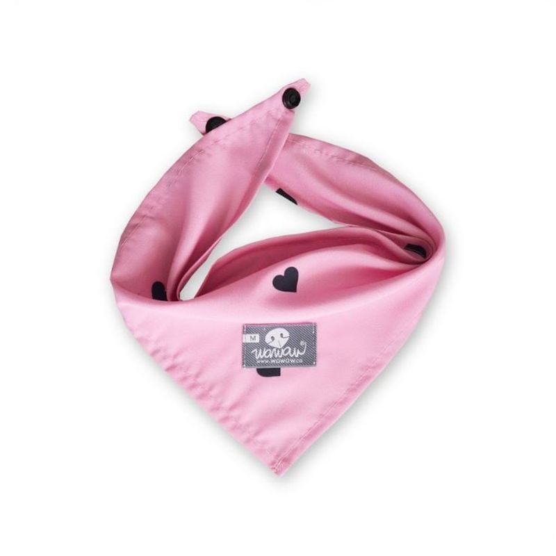 WAWAW - Pañoleta para perro talla S sub rosa corazones negros Wawaw