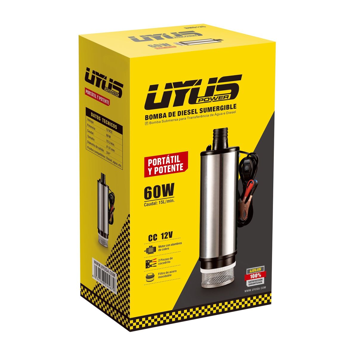 UYUSTOOLS - Bomba Sumergible Extractor Diésel 60 W Uyustools 12v 15l/min