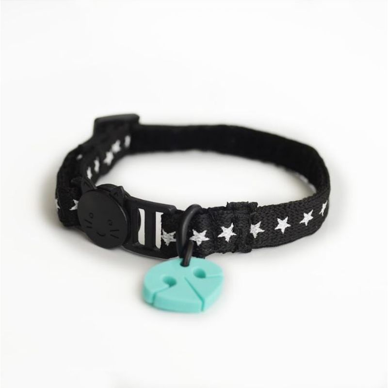 WAWAW - Collar U gato negro estrellas blancas Wawaw