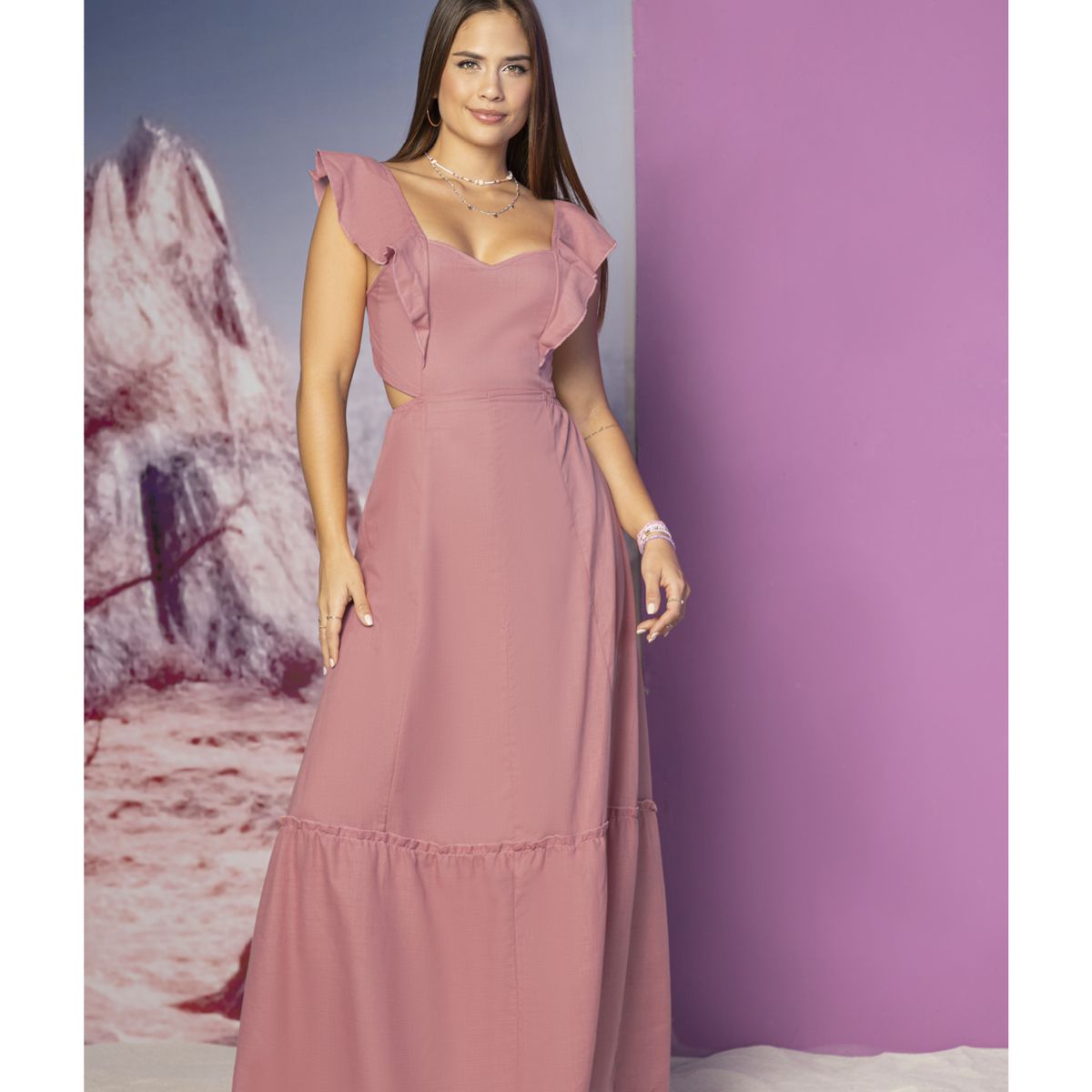 ATYPICAL - Vestido Largo Juvenil Palo De Rosa Atypical 87061