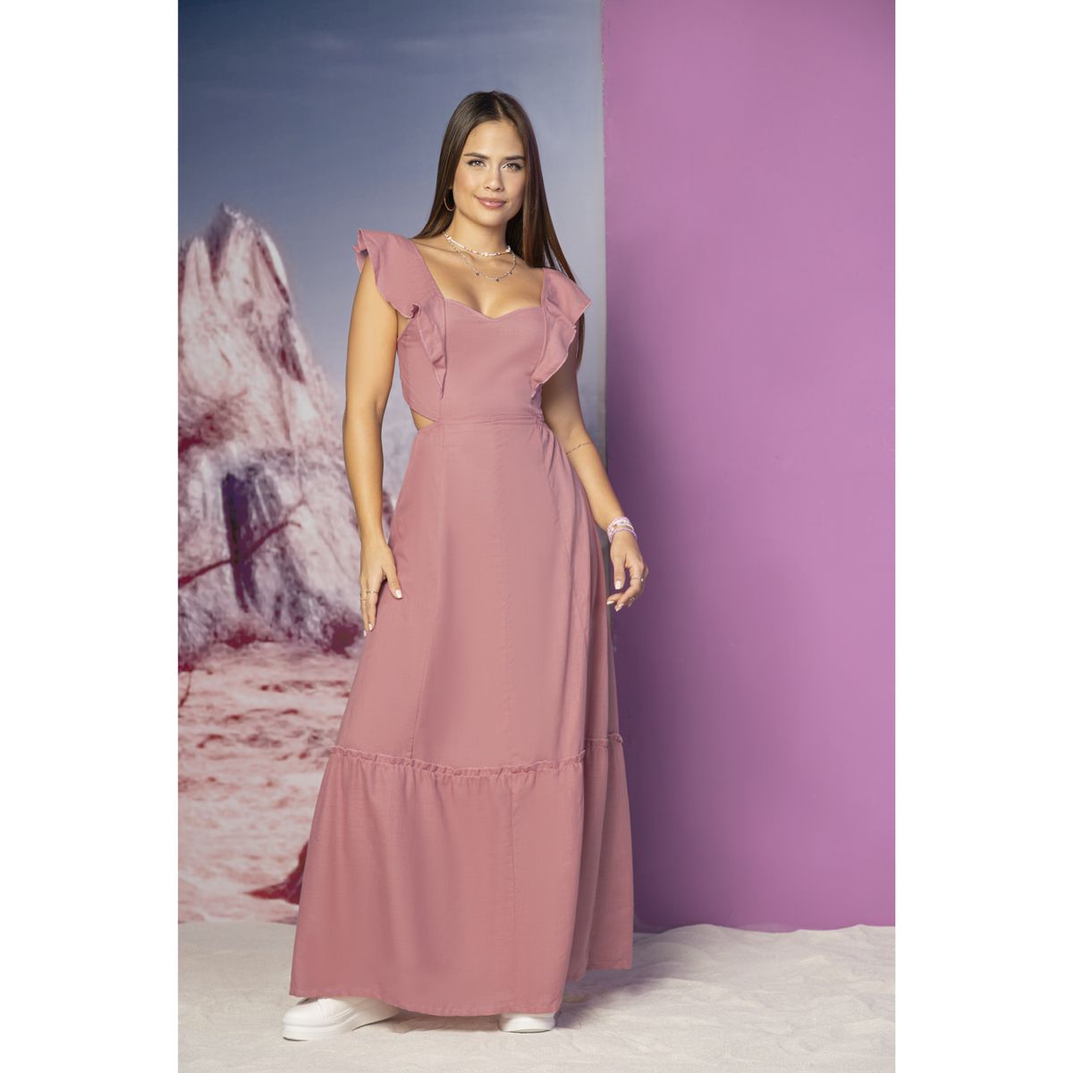 ATYPICAL - Vestido Largo Juvenil Palo De Rosa Atypical 87061