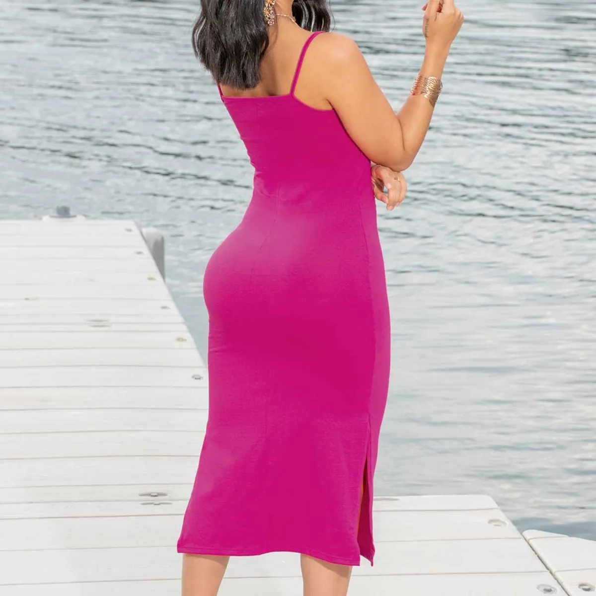 MARKETING PERSONAL - Vestido Largo Mujer Fucsia Mp 5164