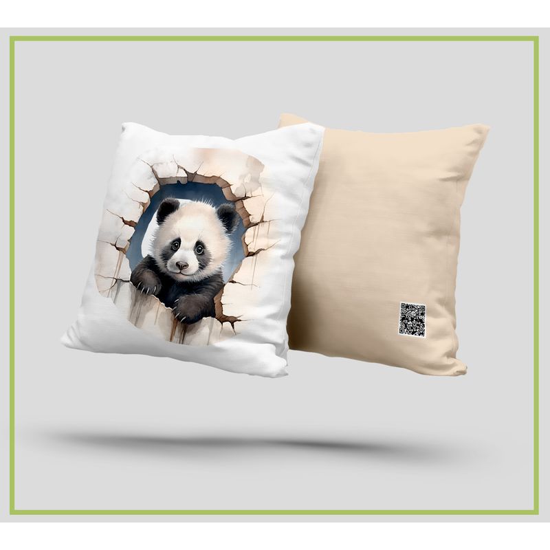 GENERICO - Cojin Decorativo Antifluido Oso Panda Asomado