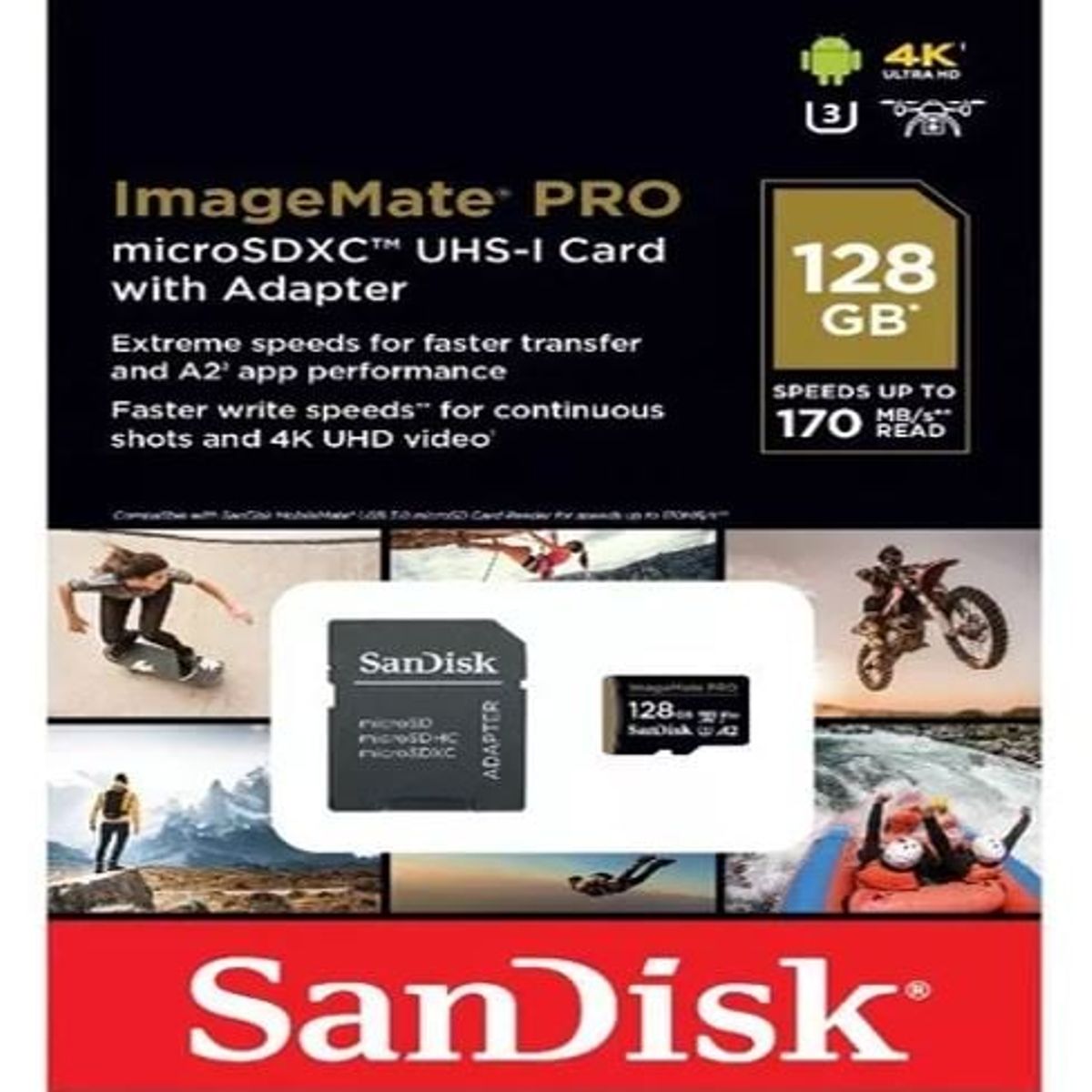 SANDISK - Memoria Sandisk Sdsqxbz-128g-awcka Con Adaptador Sd 128gb.