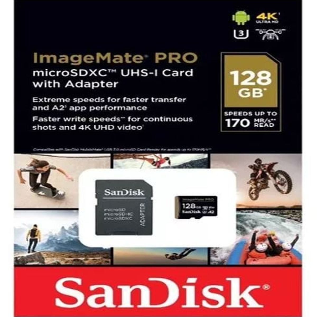 SANDISK - Memoria Sandisk Sdsqxbz-128g-awcka Con Adaptador Sd 128gb.