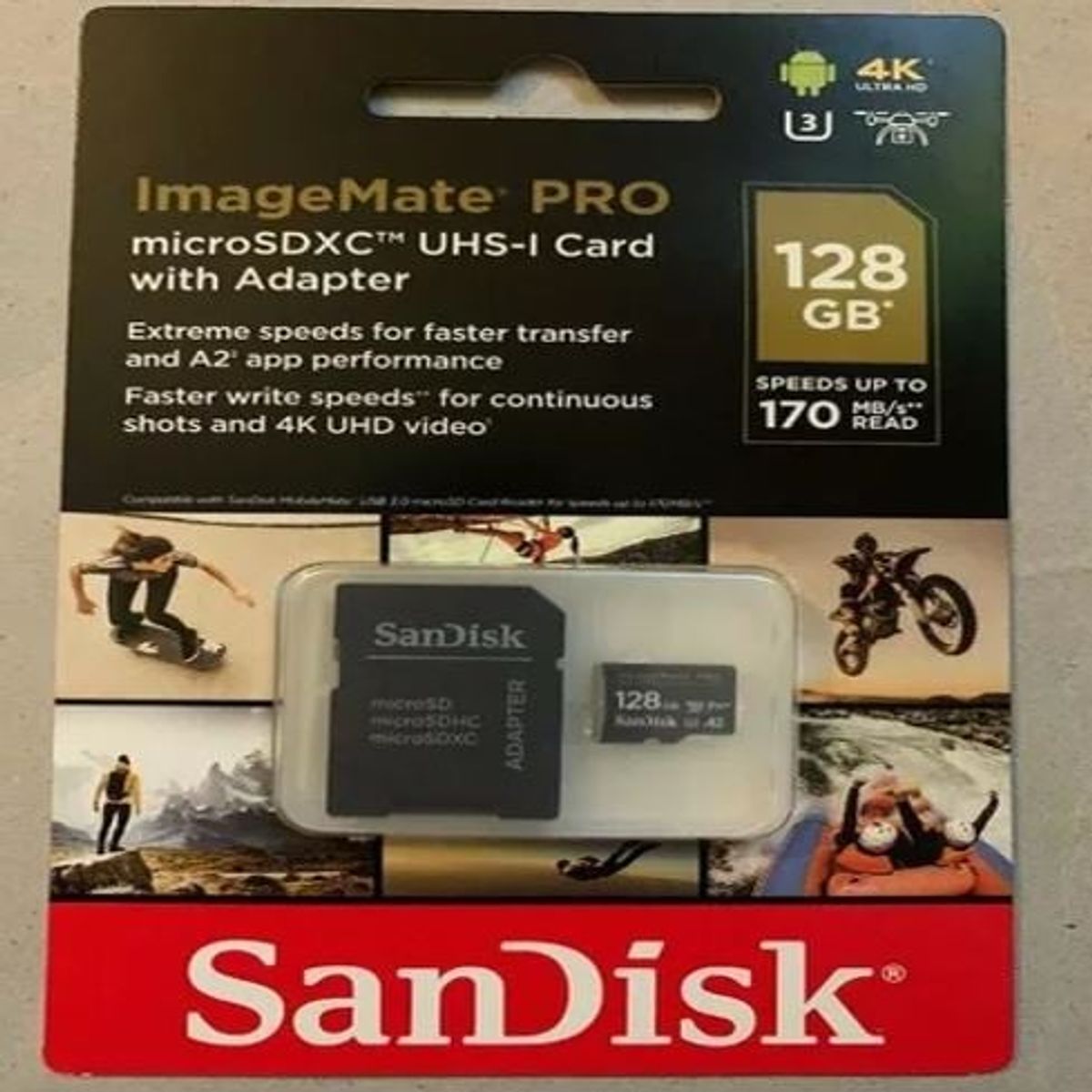 SANDISK - Memoria Sandisk Sdsqxbz-128g-awcka Con Adaptador Sd 128gb.
