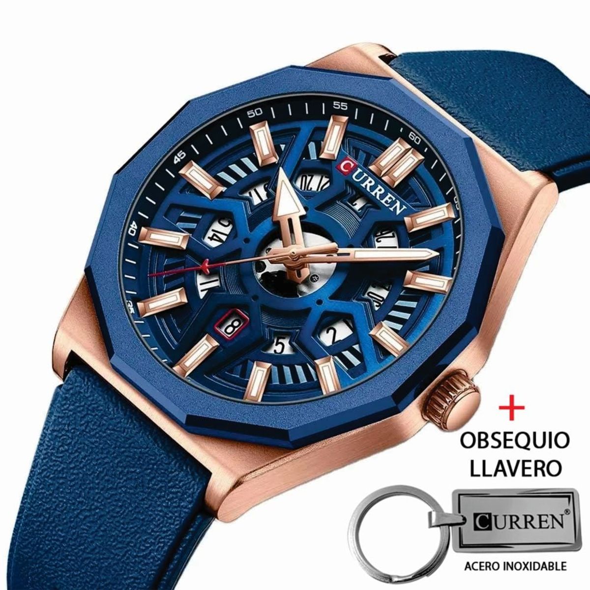 CURREN - Reloj Curren 8432 Calendario Correa De Silicona Mas Llavero