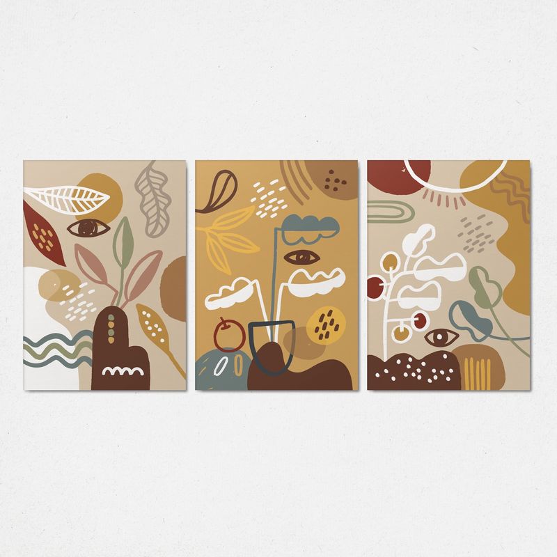 TAYRONA STORE - Cuadros Tripticos Retablo Diseños Abstractos 005 - 105x50cm