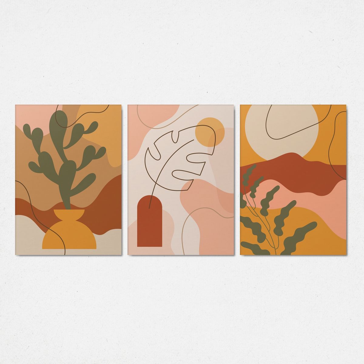 TAYRONA STORE - Cuadros Tripticos Retablo Diseños Abstractos 021 - 105x50cm