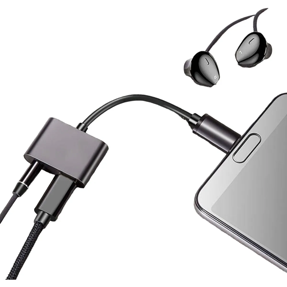 GENERICO - Cable Adaptador Usb Tipo C A Audio Auxiliar 35mm Y Carga