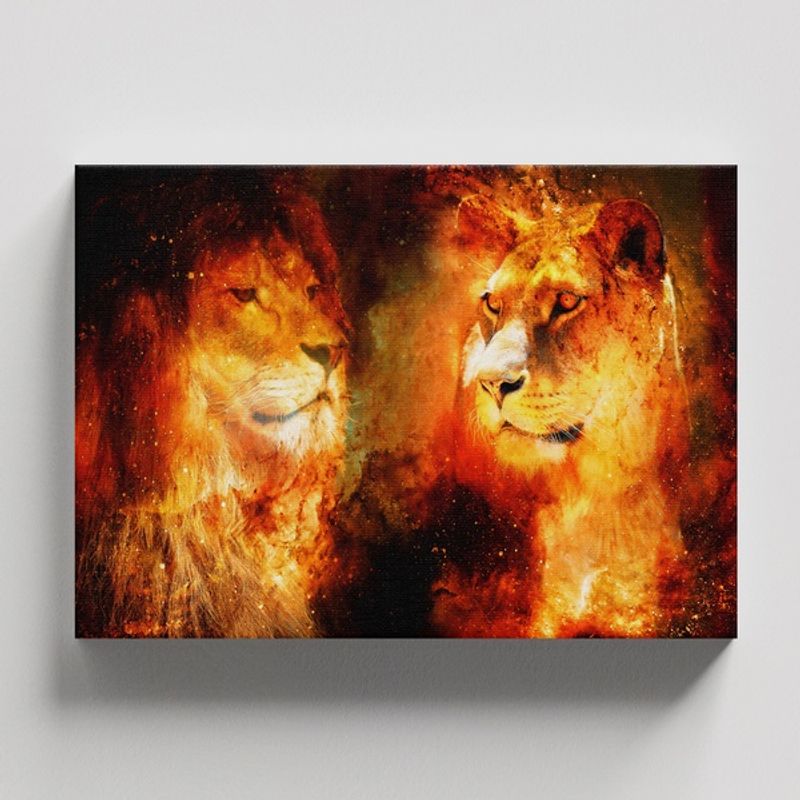 TAYRONA STORE - Cuadros Retablo Animales Leones Colores 287 - 50x35cm
