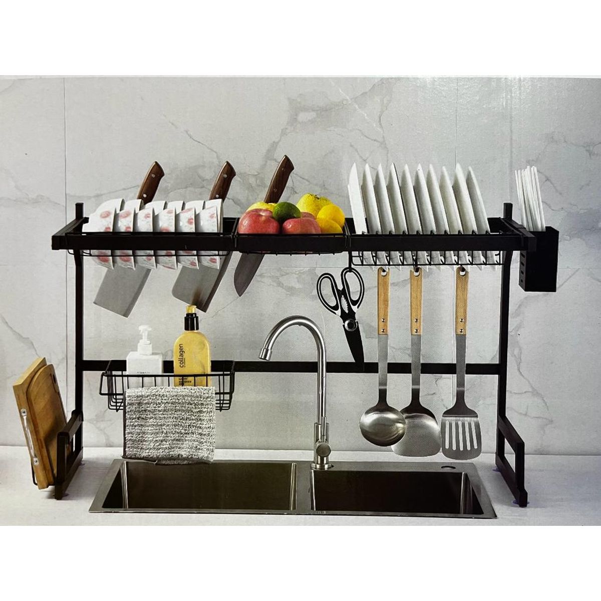 HOME - Estante De Acero Inoxidable Escurridor 65cm Negro