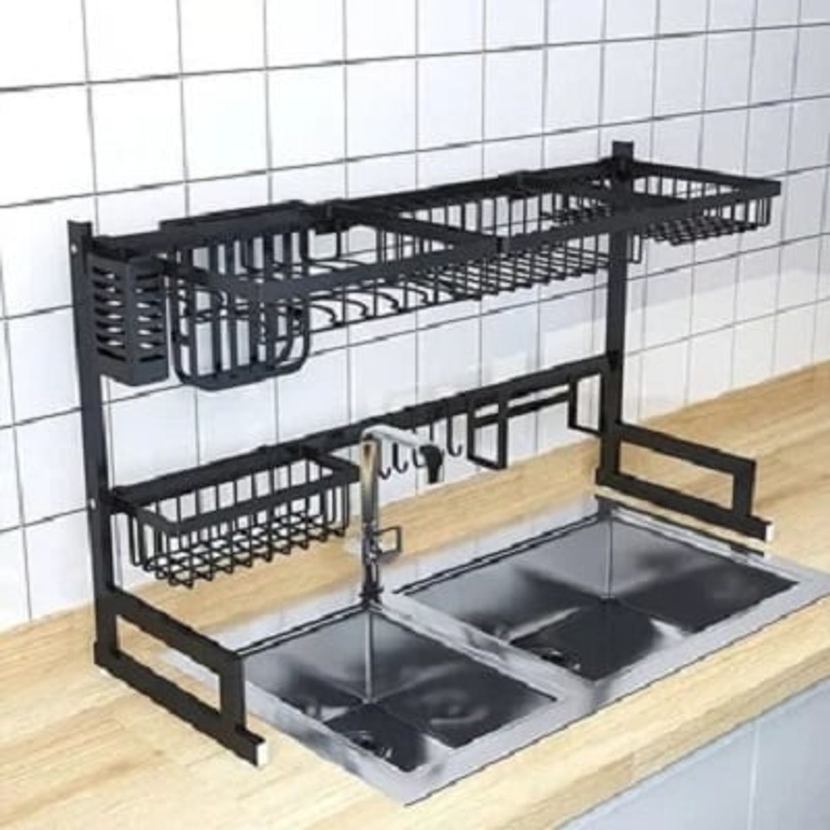 HOME - Estante De Acero Inoxidable Escurridor 65cm Negro